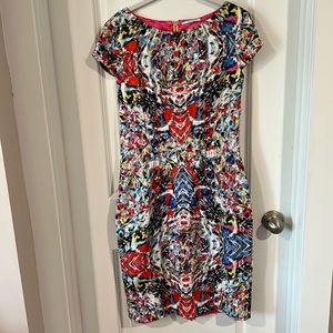 Tahari Kaleidoscope Sheath/ Dress w Fuchsia lining